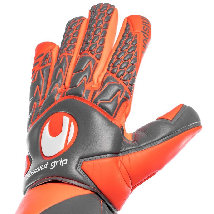 Uhlsport Aerored Absolutgrip Goalkeeper Gloves Dark Grey/Fluo Red/White - Best Buy Soccer